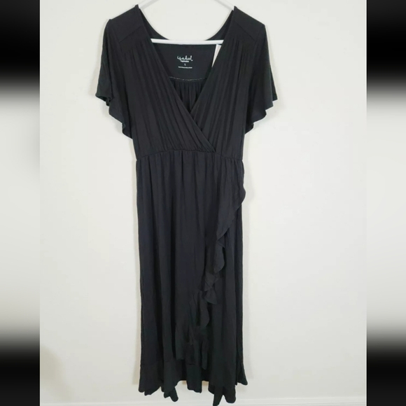 Isabel‎ Maternity NWT Faux Wrap Ruffle Maxi Dress Black Size XSmall - Picture 2 of 6